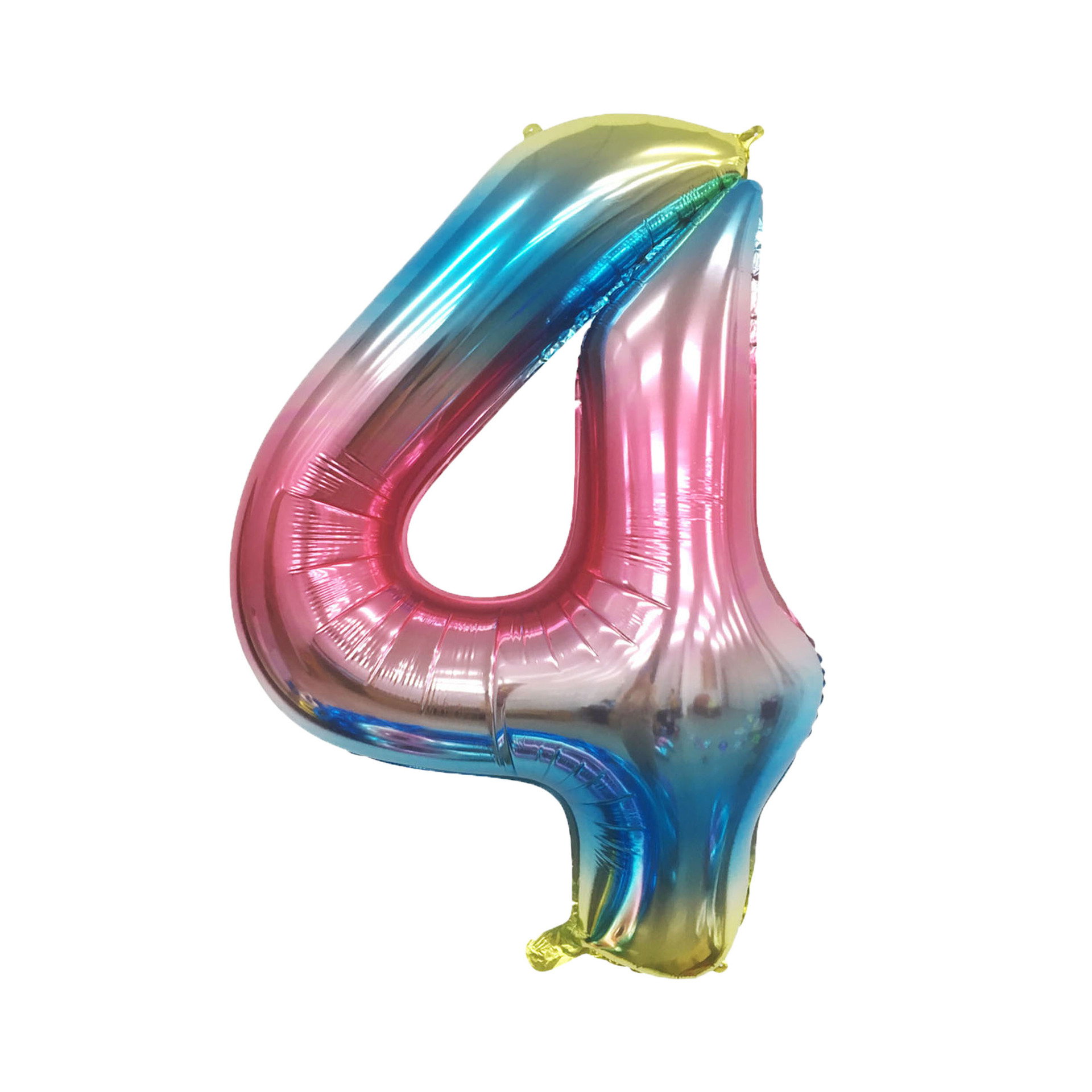 40 inch American Style Rainbow Blue Number 4 Balloon