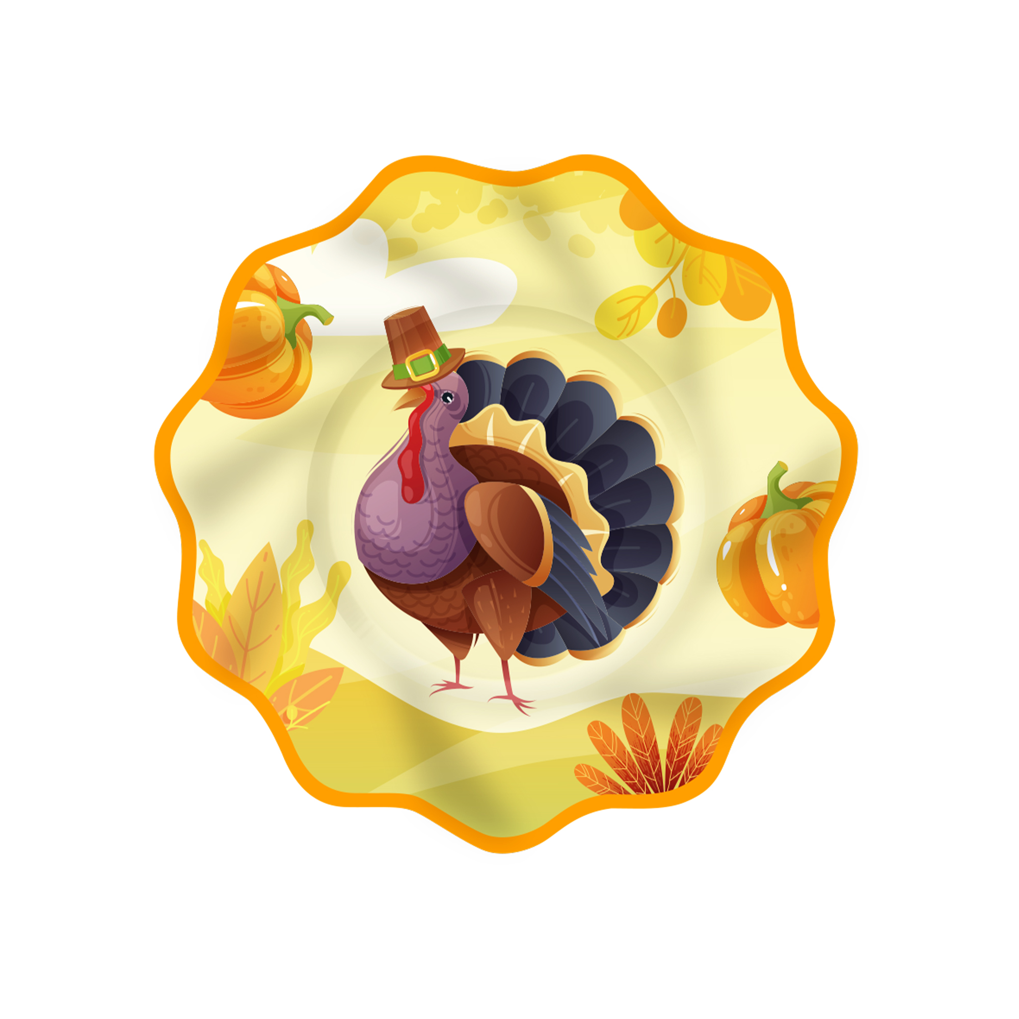 Thanks Giving Theme Wave Edge Dinner Plate