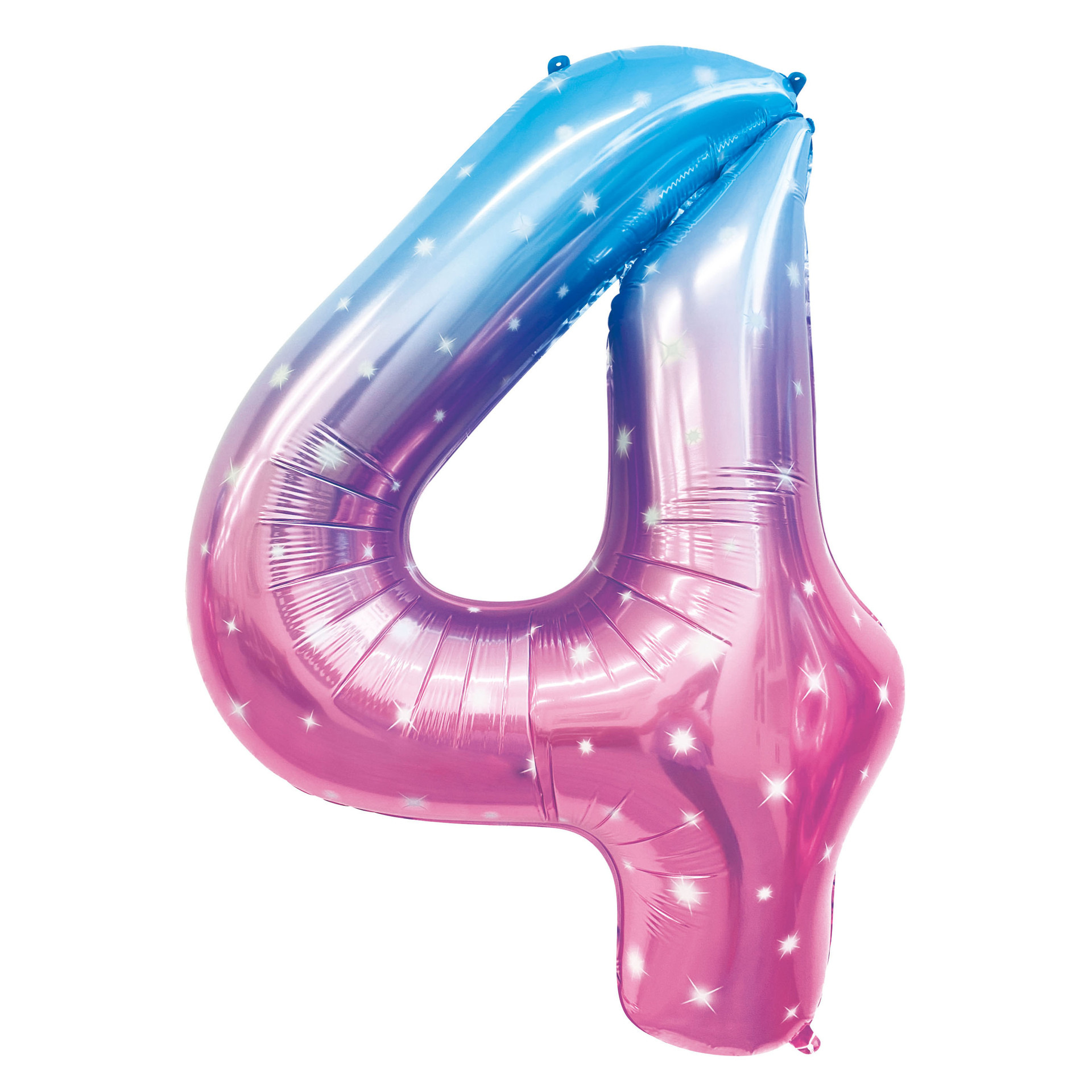 40 inch American Style Blue&Pink Star Gradient Number 4 Balloon