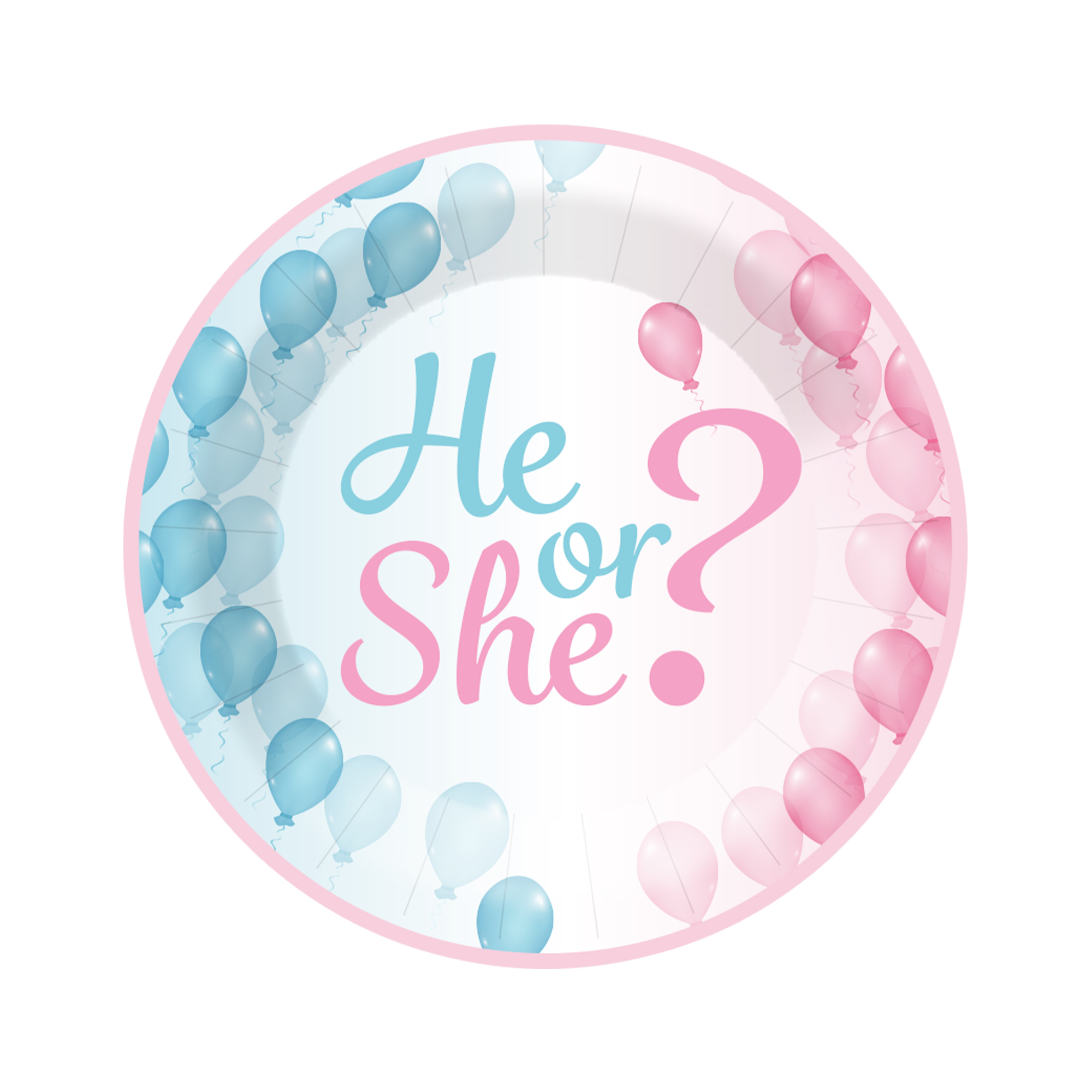 Gender Reveal Theme Round Shape Dinner Plate