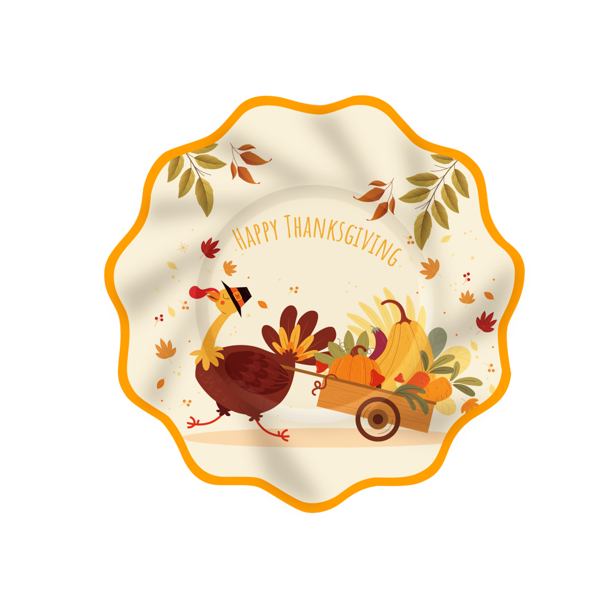 Happy Thanks Giving Theme Wave Edge Dinner Plate