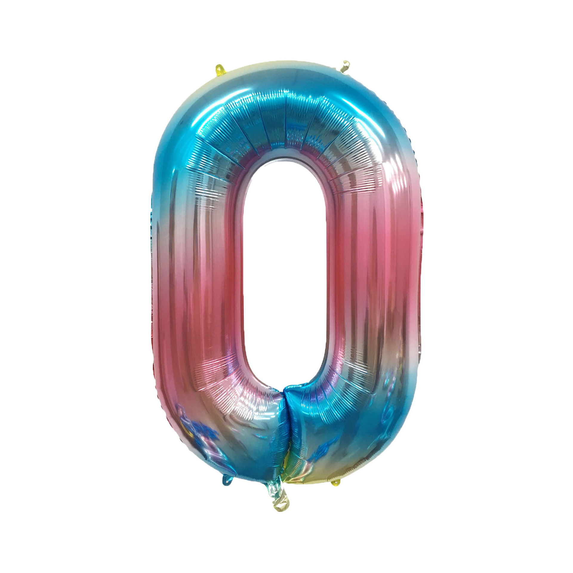 40 inch American Style Rainbow Blue Number 0 Balloon