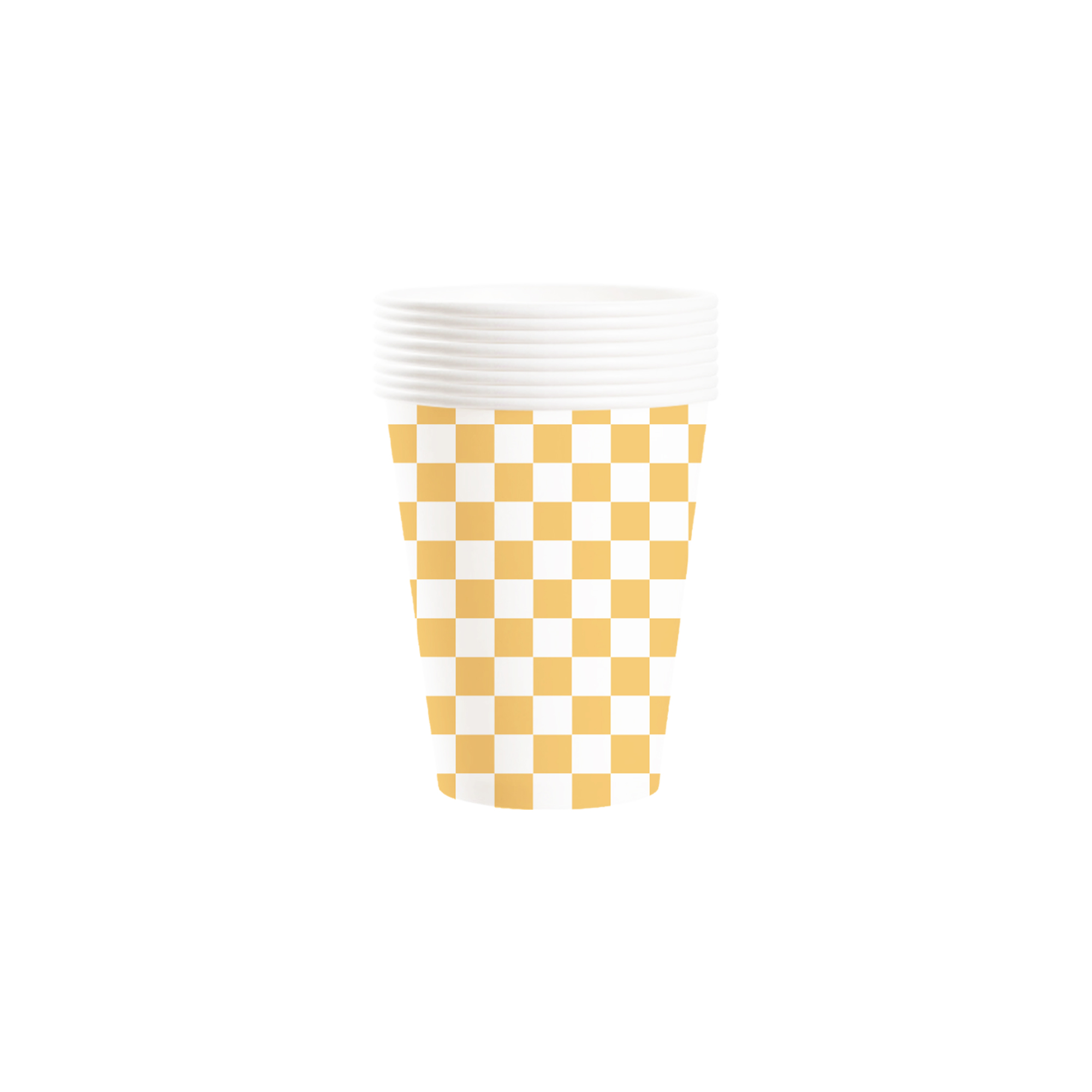 Checkered Pattern Yellow and White Paper Cup