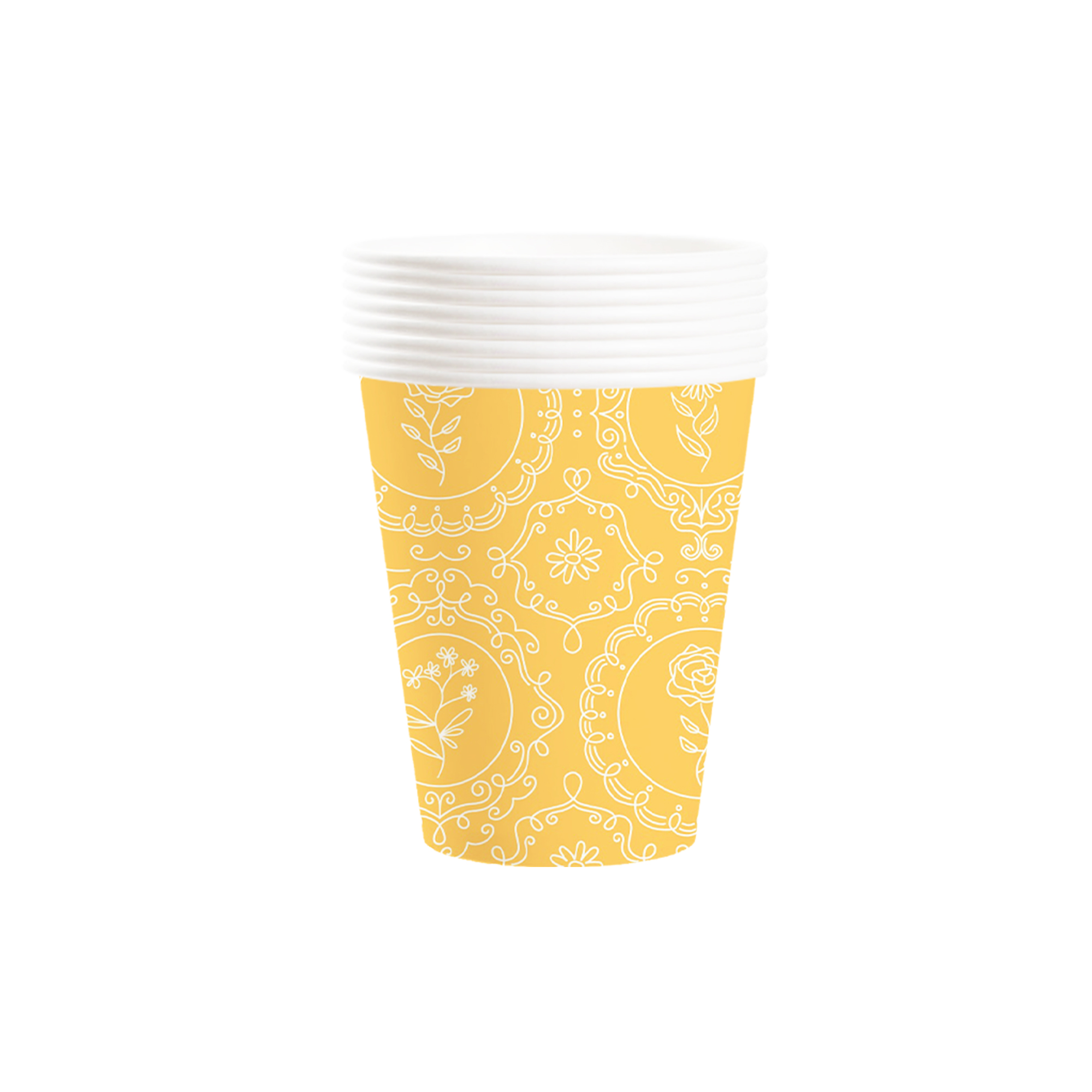 Floral Theme Yellow Rose Paper Cup