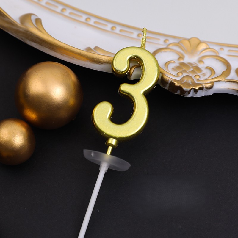 Gold Glitter Number Birthday Candles for Party Decoration