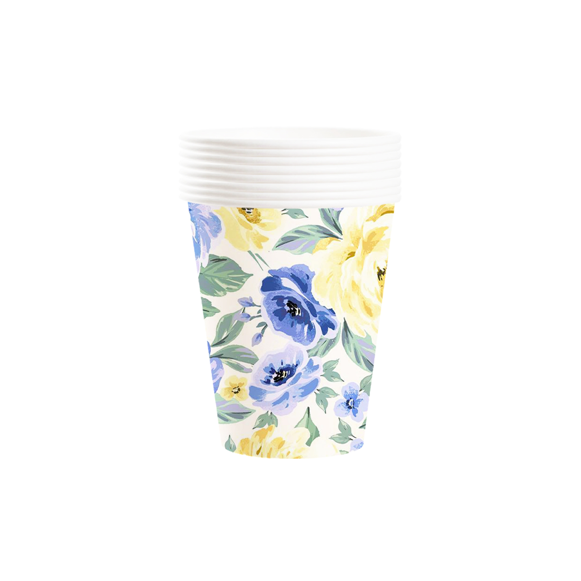 Flower Theme Yellow and Blue Paper Cup