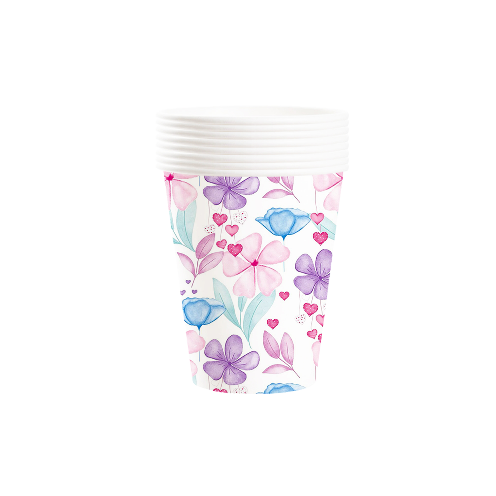 Floral Theme Pink and Purple Flower Paper Cup