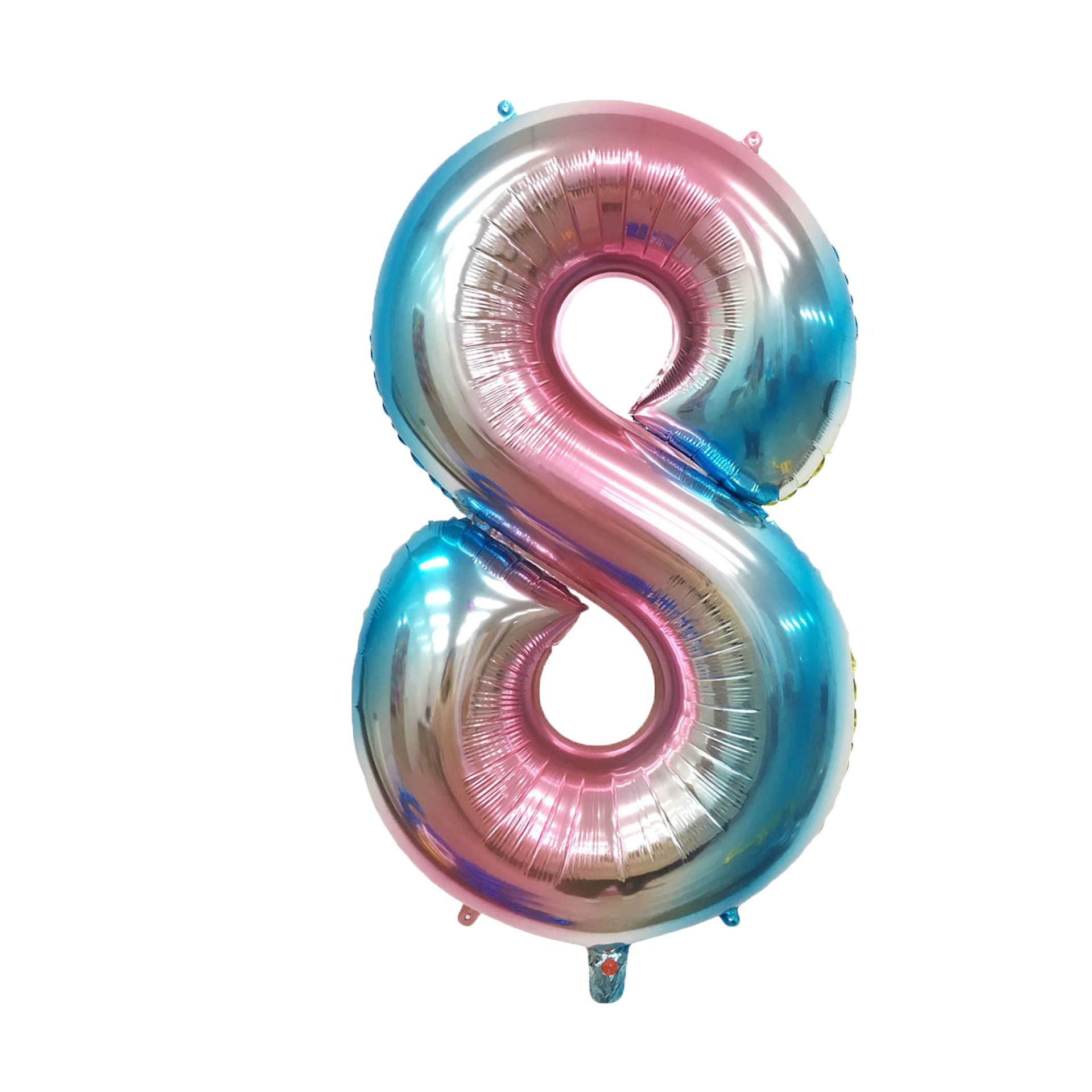 40 inch American Style Rainbow Blue Number 8 Balloon