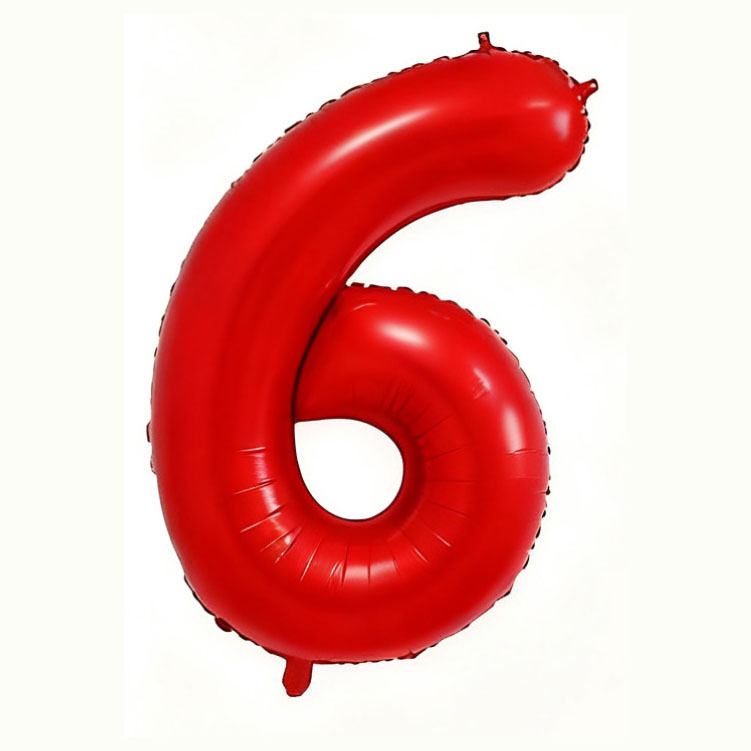 40 inch American Style Red Number 6 Balloon