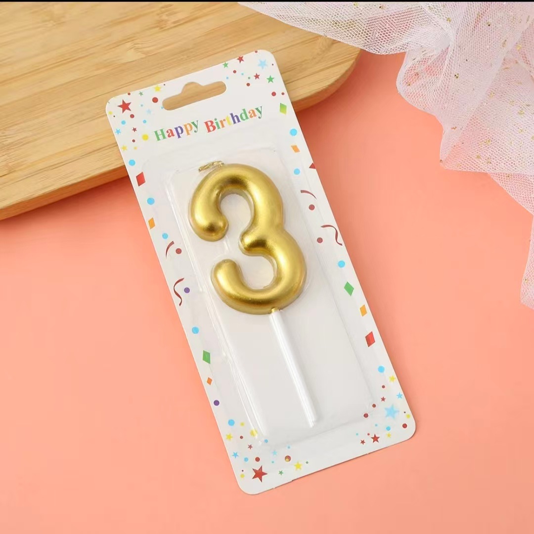 Gold Glitter Number Birthday Candles for Party Decoration
