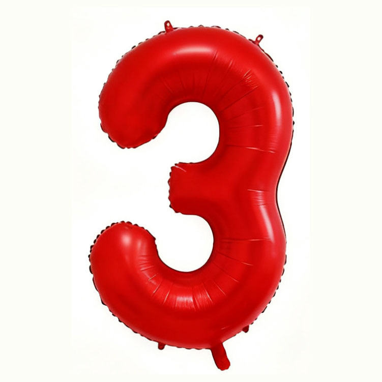 40 inch American Style Red Number 3 Balloon