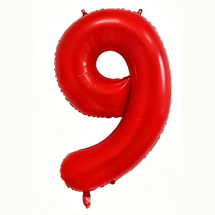 40 inch American Style Red Number 9 Balloon