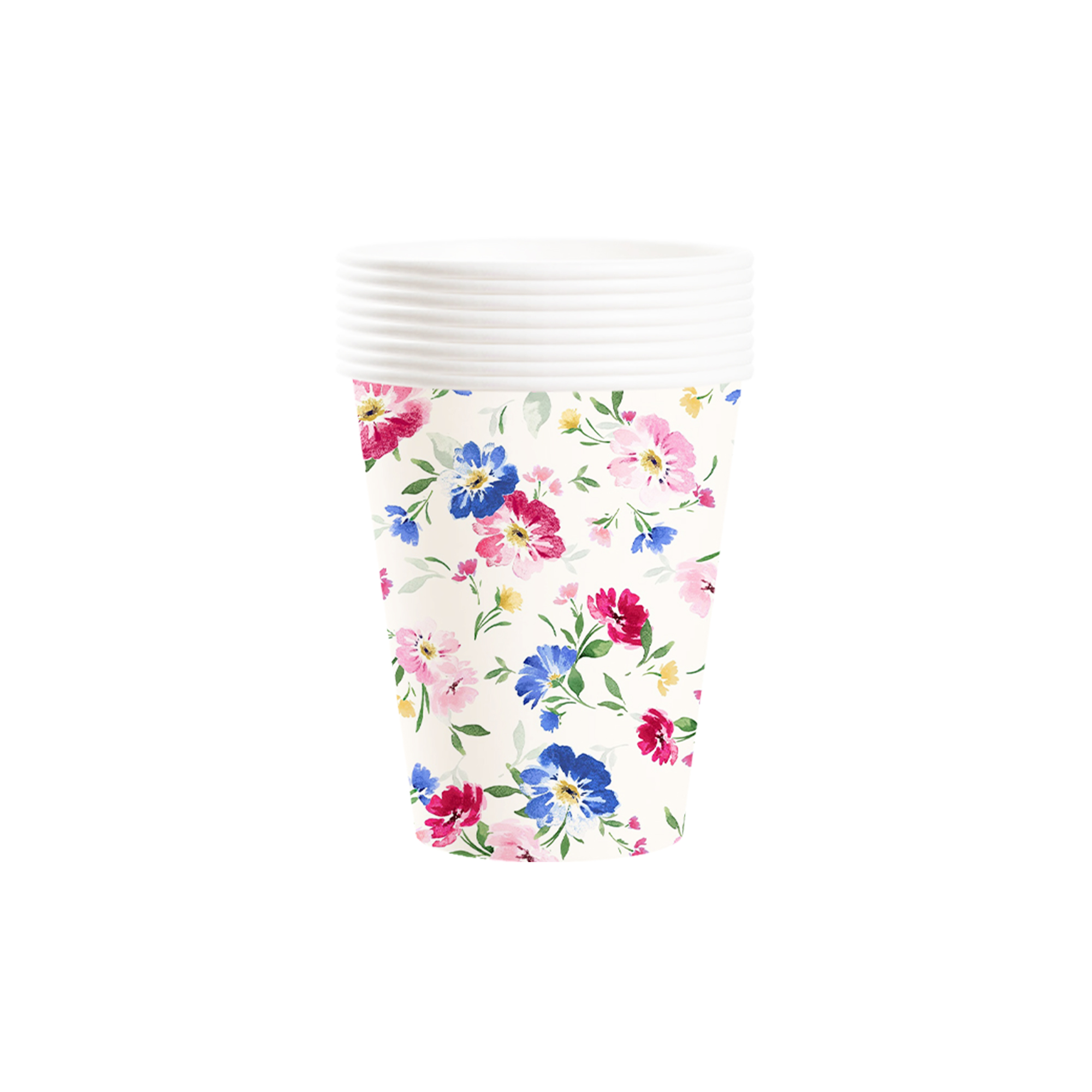 Floral Theme Pink and Blue Flower Paper Cup