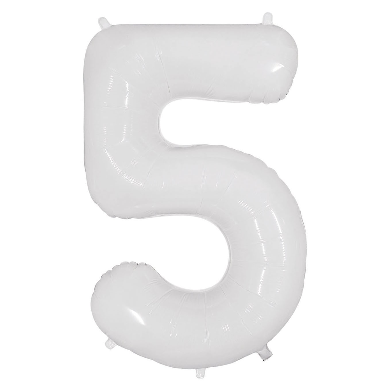 40 inch American Style White Number 5 Balloon