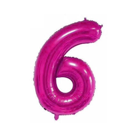 40 inch American Style Hot Pink Number 6 Balloon