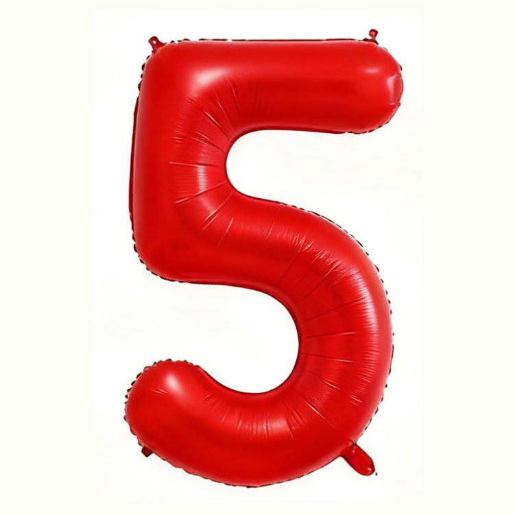 40 inch American Style Red Number 5 Balloon