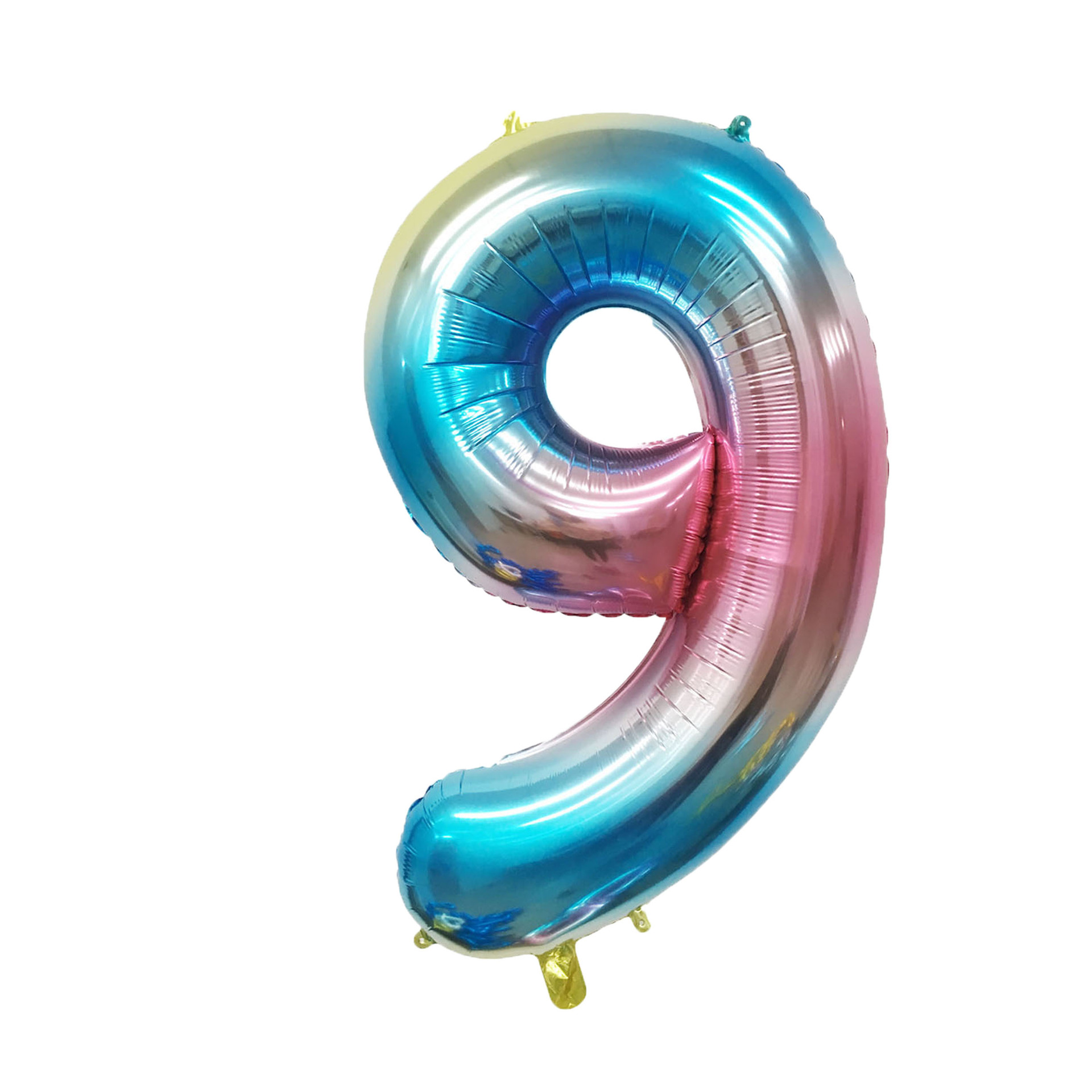 40 inch American Style Rainbow Blue Number 9 Balloon