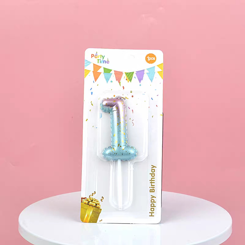 Light Blue Glitter Number Birthday Candles for Party Decoration