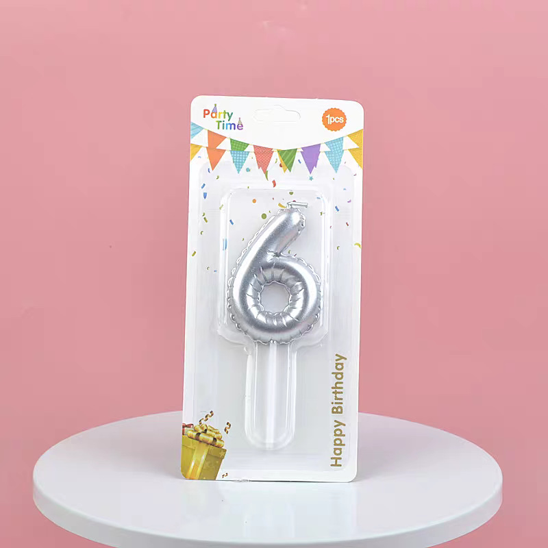 Silver Glitter Number Birthday Candles for Party Decoration