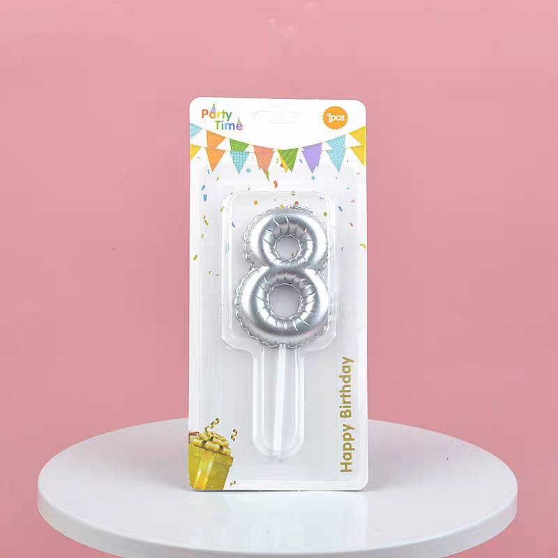 Silver Glitter Number Birthday Candles for Party Decoration