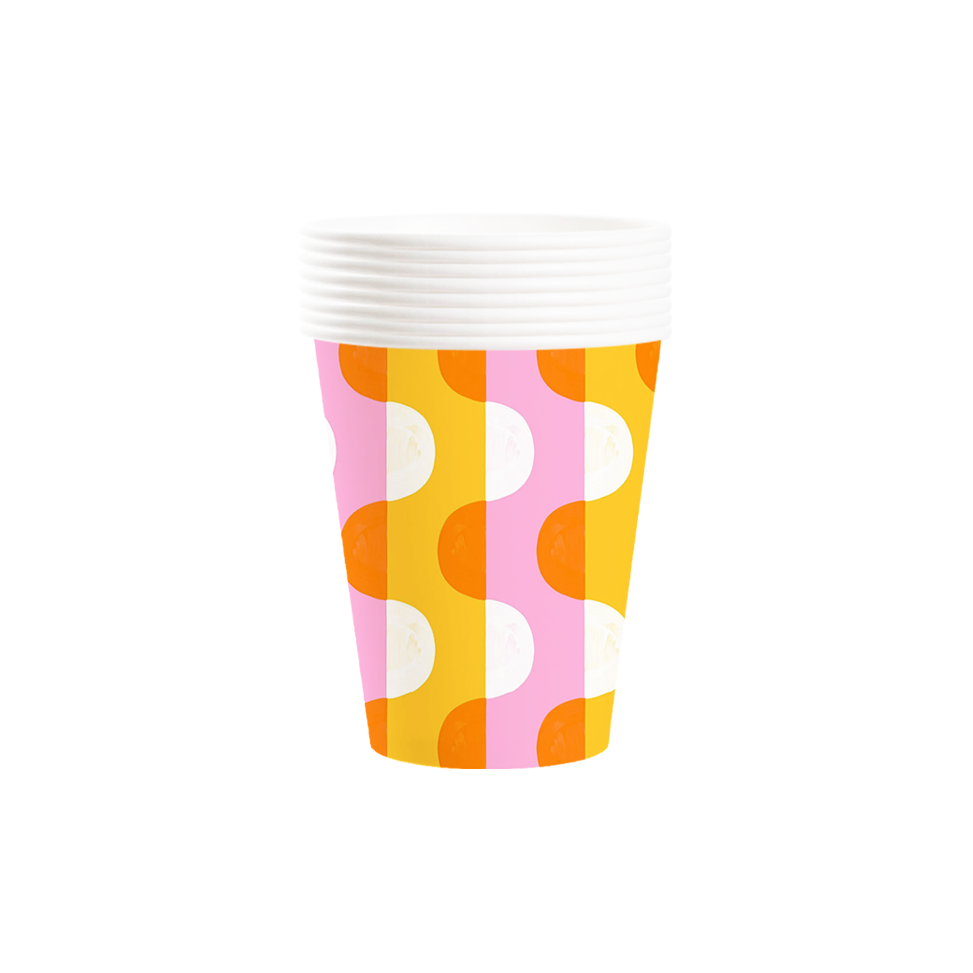 Floral Theme Yellow Wave Stripes Paper Cup