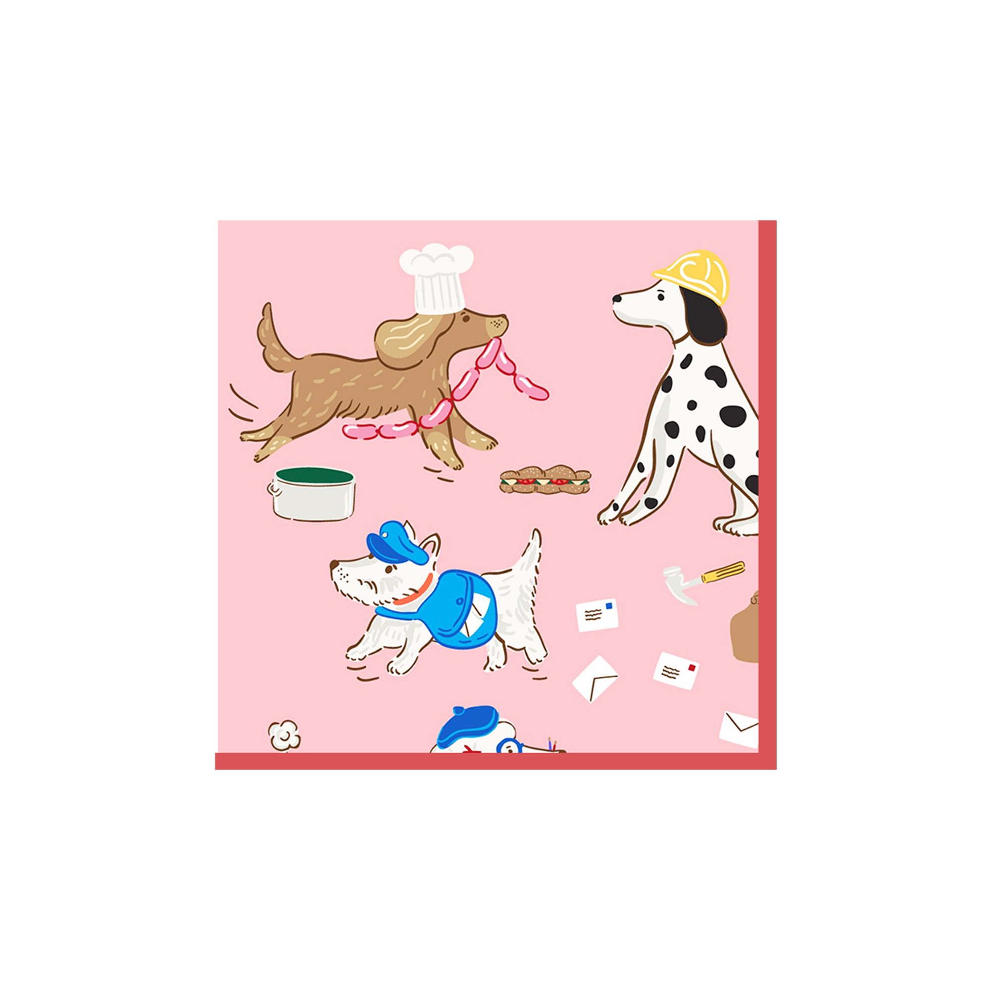 Animal Theme Pink Color with Dog Napkin