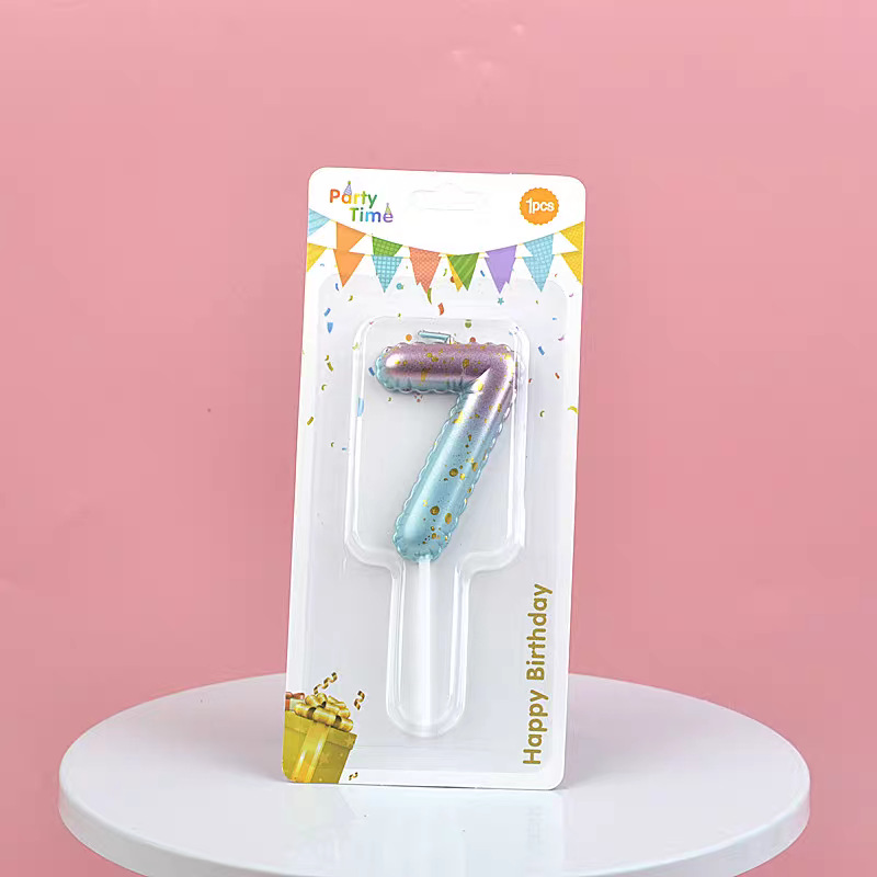 Light Blue Glitter Number Birthday Candles for Party Decoration