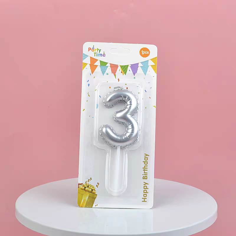 Silver Glitter Number Birthday Candles for Party Decoration