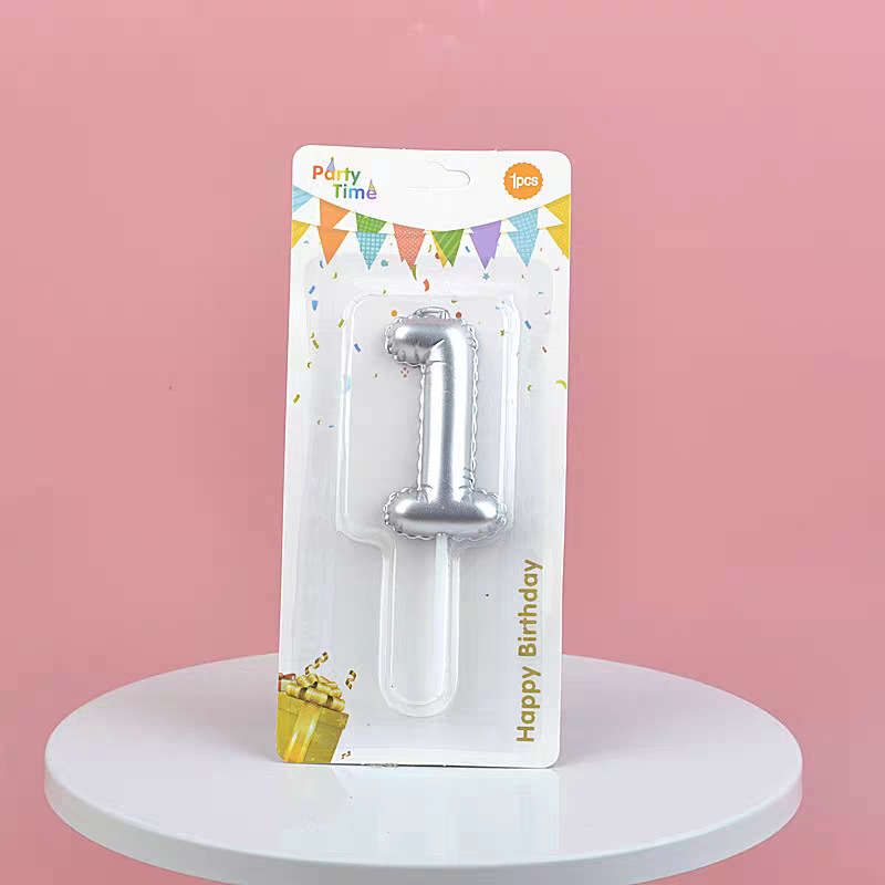 Silver Glitter Number Birthday Candles for Party Decoration