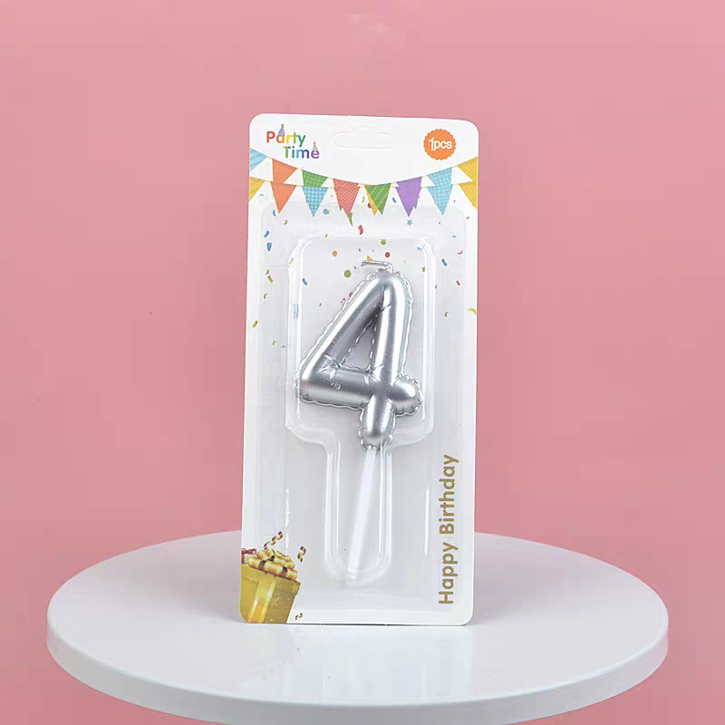 Silver Glitter Number Birthday Candles for Party Decoration