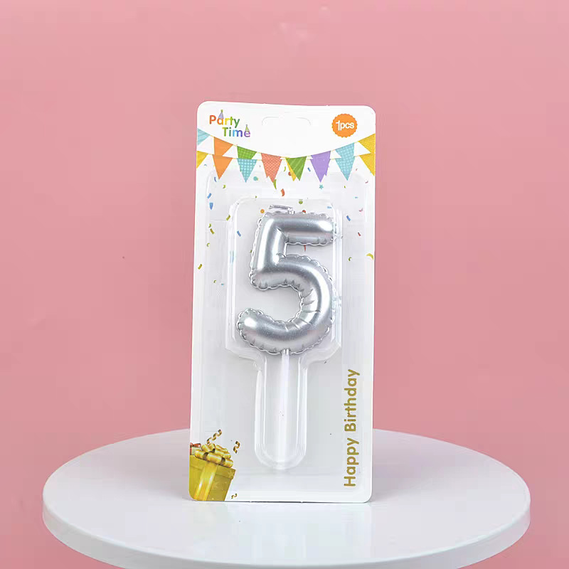 Silver Glitter Number Birthday Candles for Party Decoration