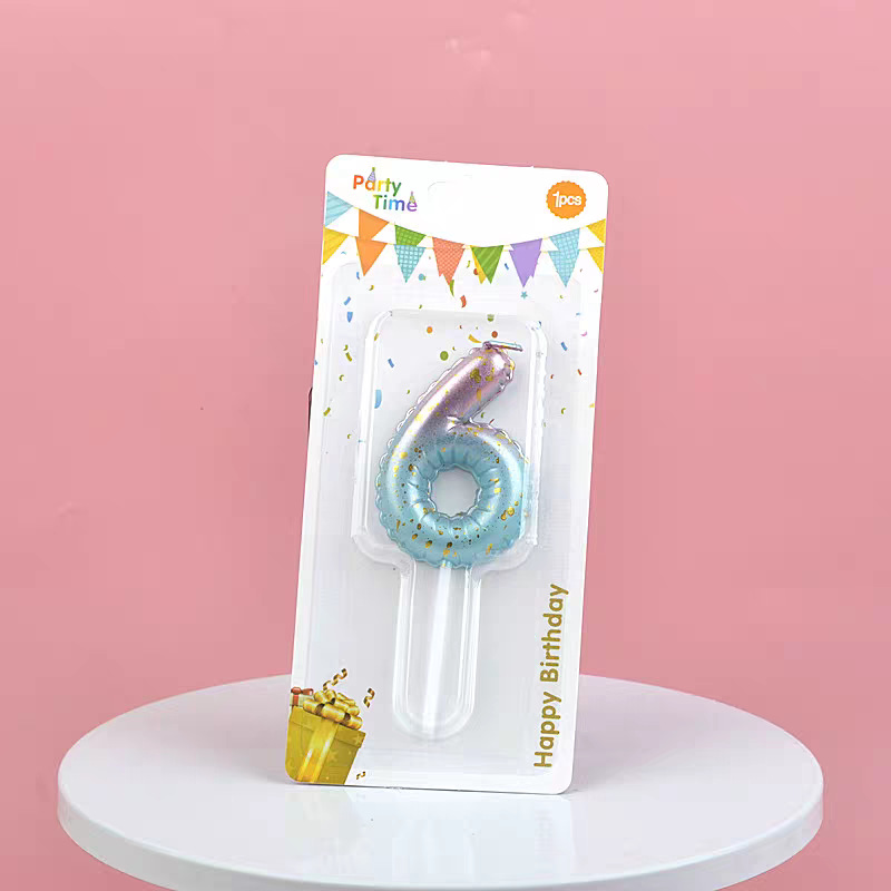 Light Blue Glitter Number Birthday Candles for Party Decoration
