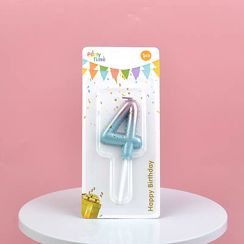 Light Blue Glitter Number Birthday Candles for Party Decoration