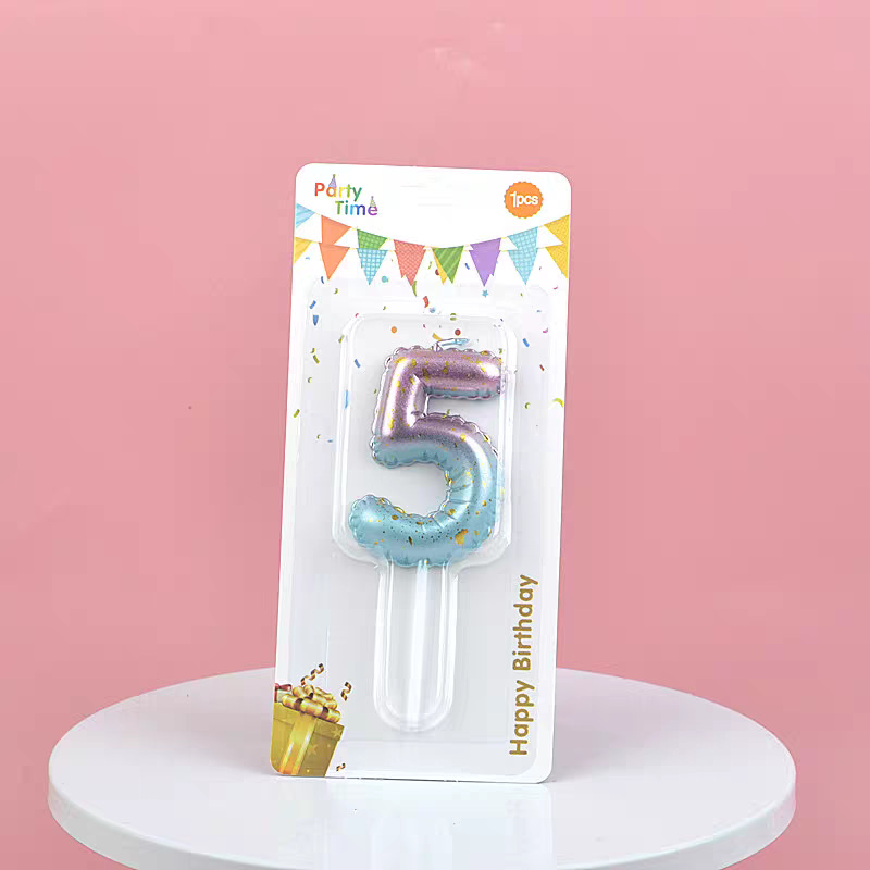 Light Blue Glitter Number Birthday Candles for Party Decoration