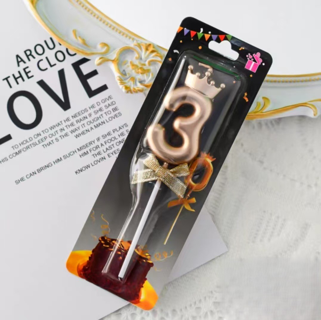 Champagne Gold Glitter Number Birthday Candles for Party Decoration