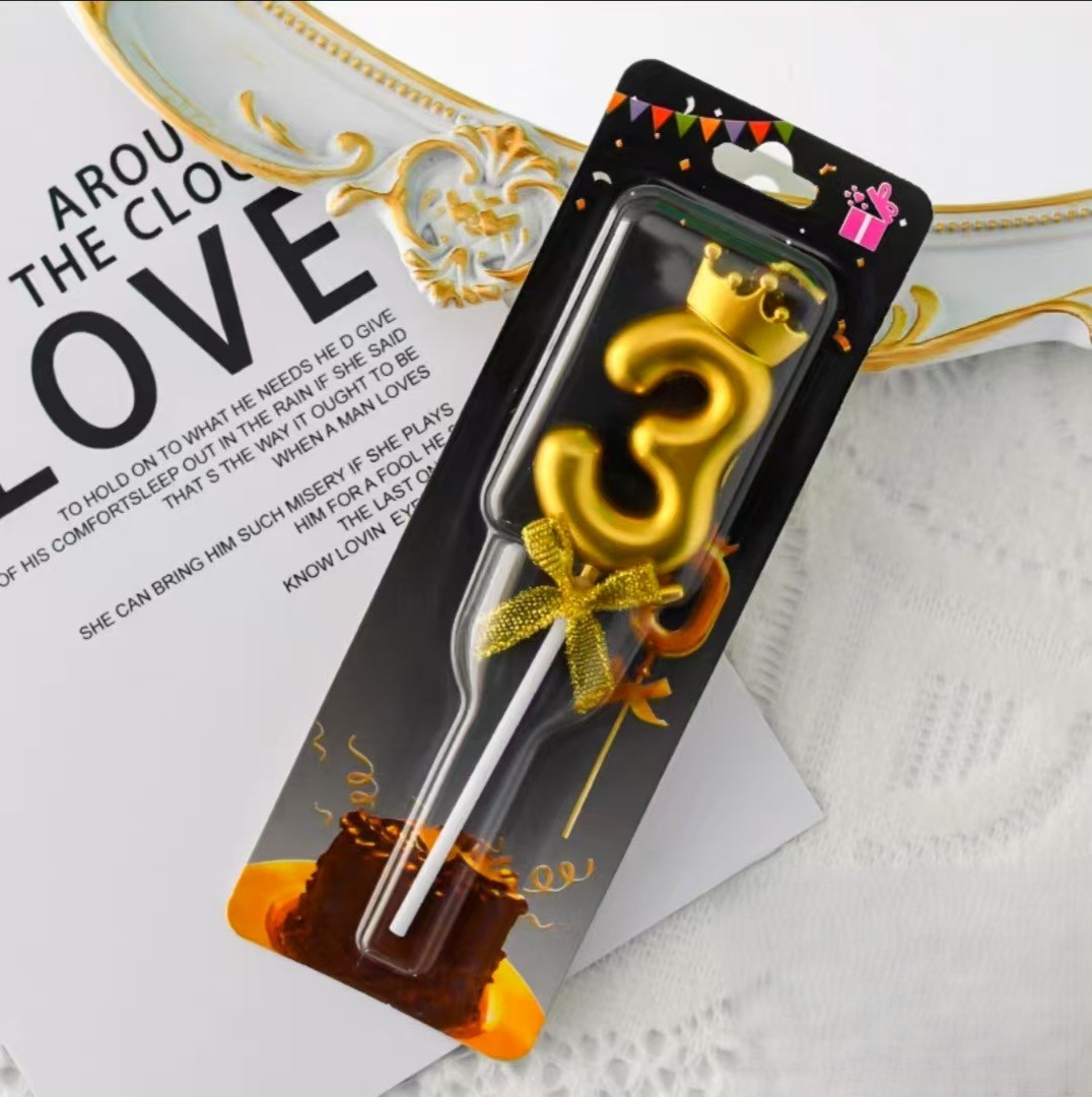 Gold Glitter Number Birthday Candles for Party Decoration