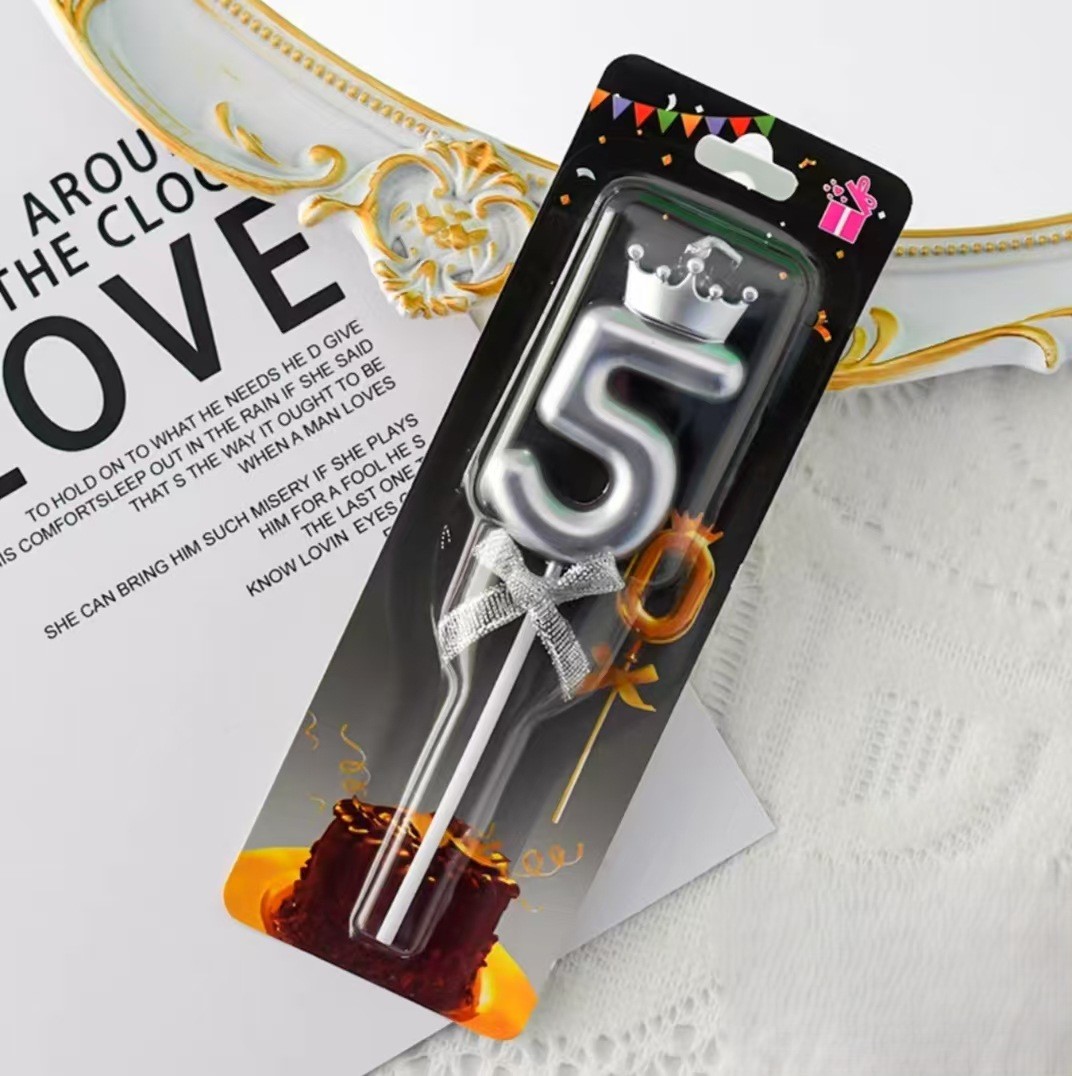 Silver Glitter Number Birthday Candles for Party Decoration