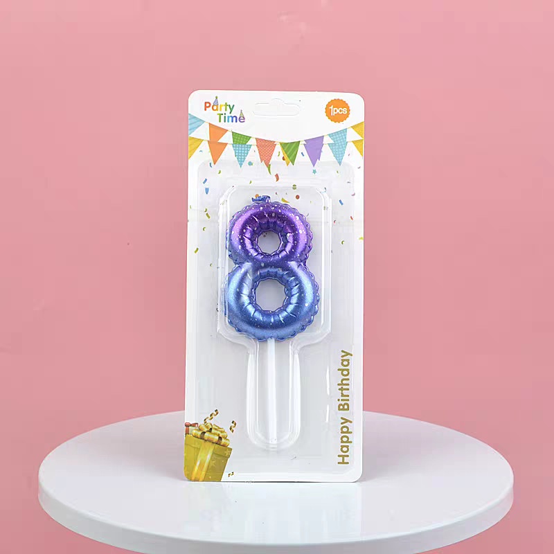Blue Glitter Number Birthday Candles for Party Decoration