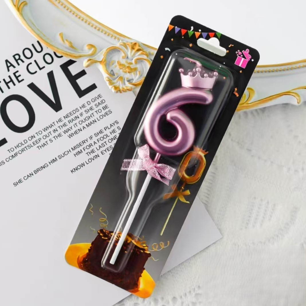 Pink Glitter Number Birthday Candles for Party Decoration