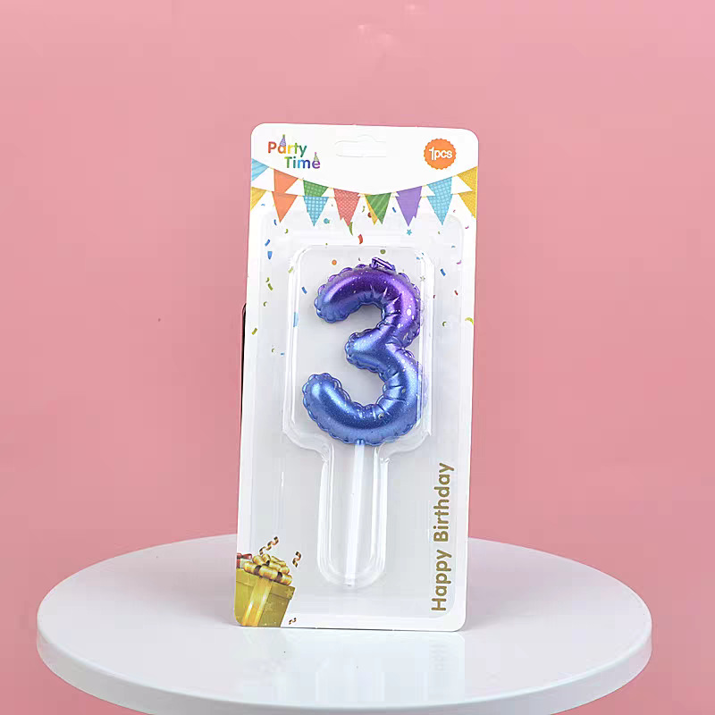 Blue Glitter Number Birthday Candles for Party Decoration