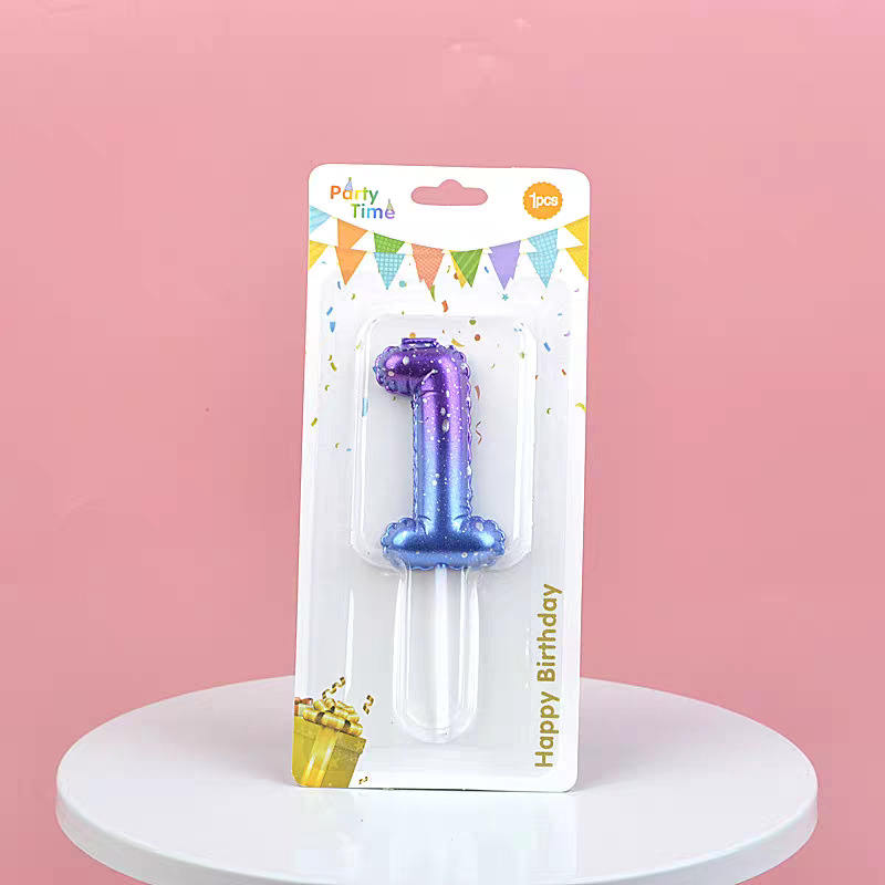 Blue Glitter Number Birthday Candles for Party Decoration