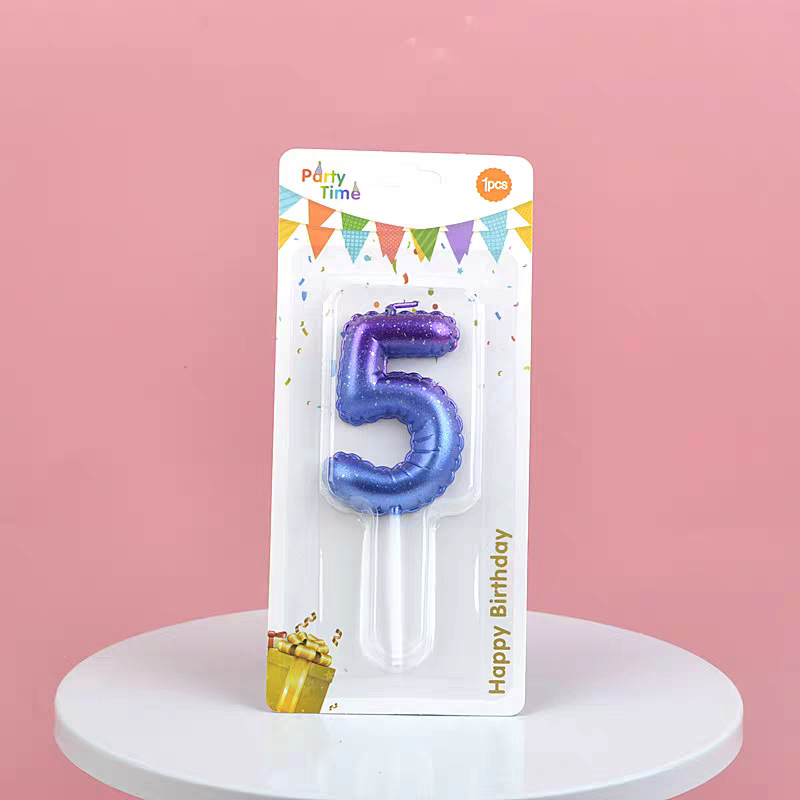 Blue Glitter Number Birthday Candles for Party Decoration