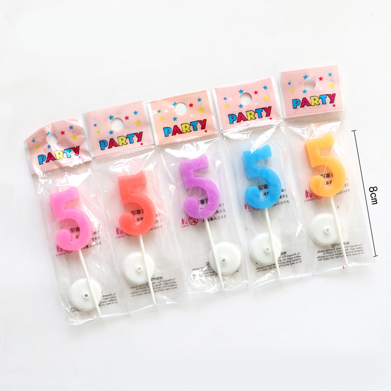 5 Color Mixed Number Birthday Candles for Party Decoration