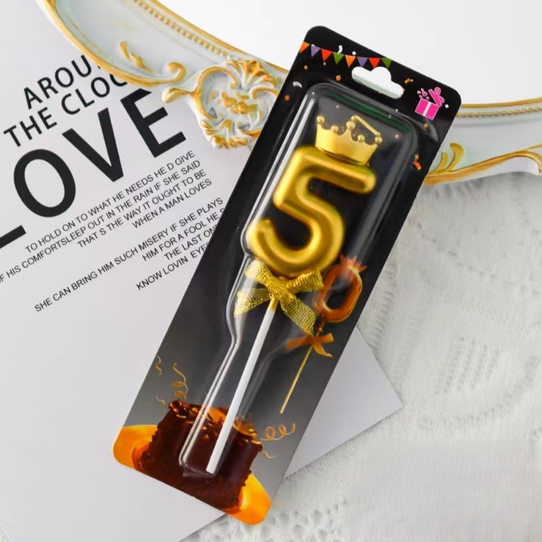 Gold Glitter Number Birthday Candles for Party Decoration