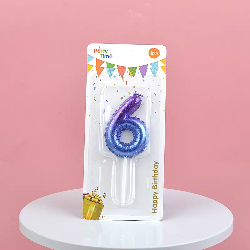 Blue Glitter Number Birthday Candles for Party Decoration