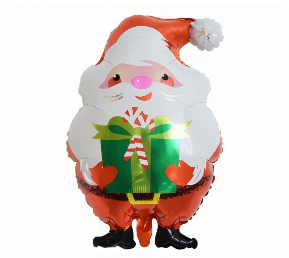 Christmas Theme Stand Santa Claus Hold Gift Shape Foil Balloon