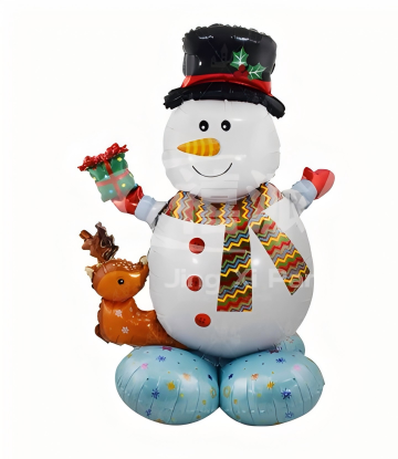 Christmas Theme Blue Base Snowman with Deer Shape Foil Balloon