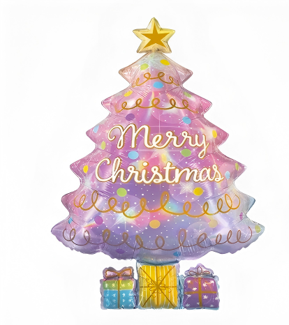 Christmas Theme Pink Purple Christmas Tree Shape Foil Balloon