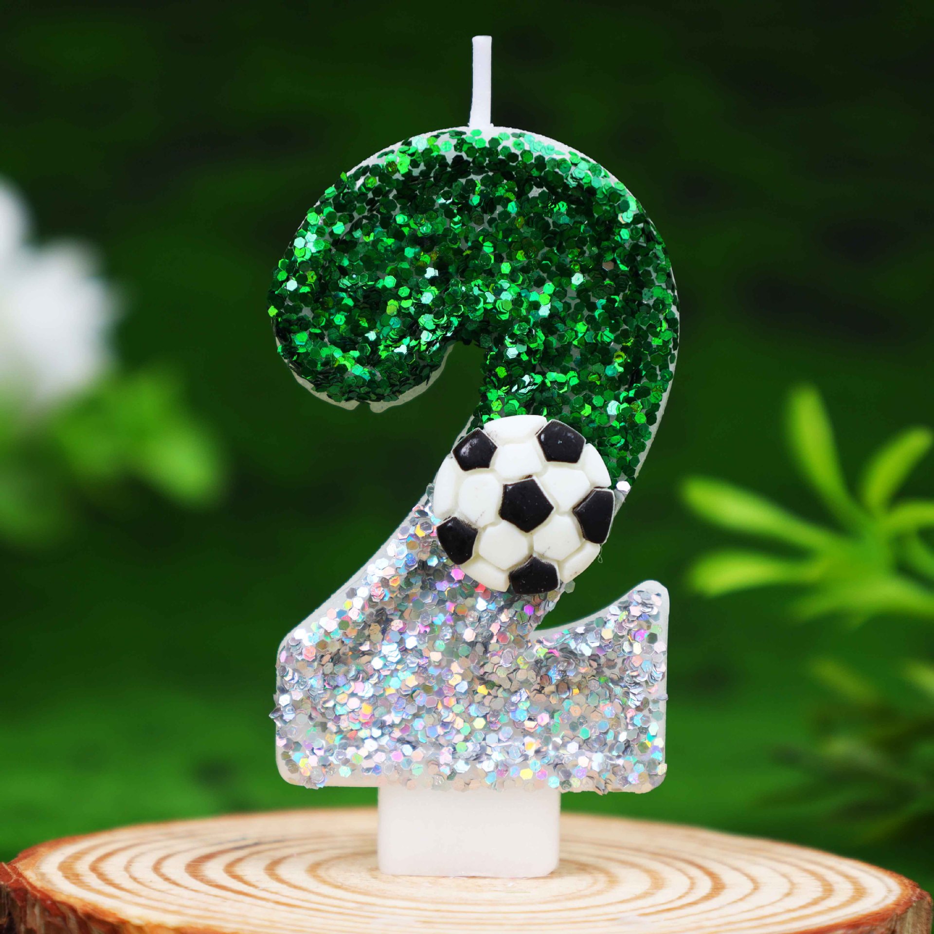 Football Glitter Number Birthday Candles for Party Decoration