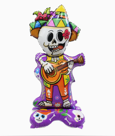 Halloween Theme Standing Skeleton with Piano Shape Foil Balloon